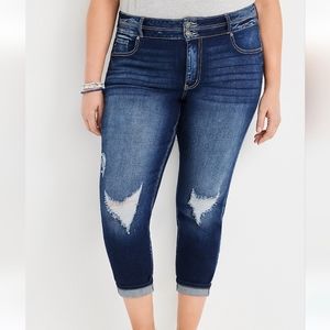 Plus Size 22 KanCan High Rise Ripped Cropped Jean